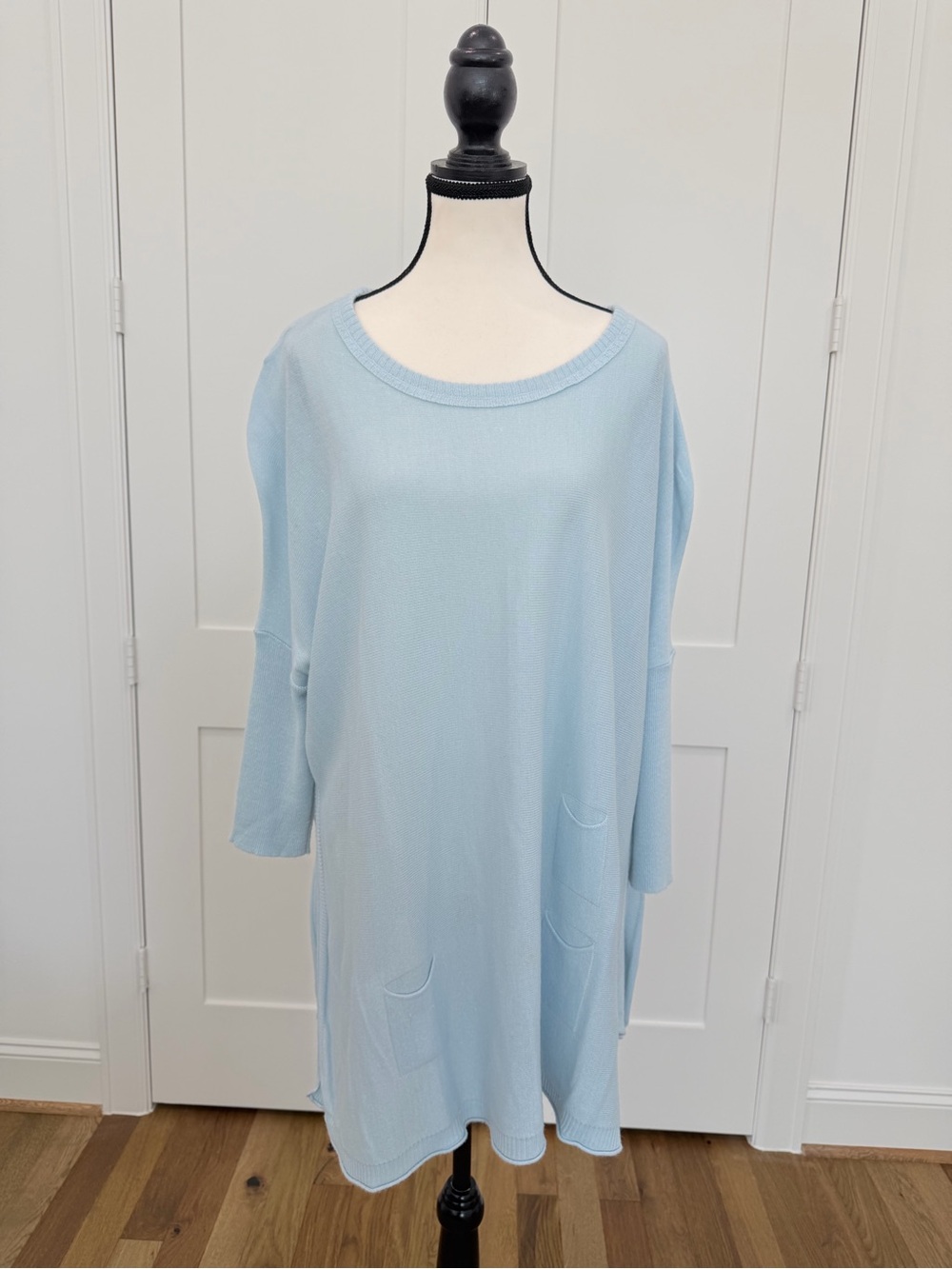 MERSEA Catalina Travel Sweater Light Blue Oversized Knit Tunic OS